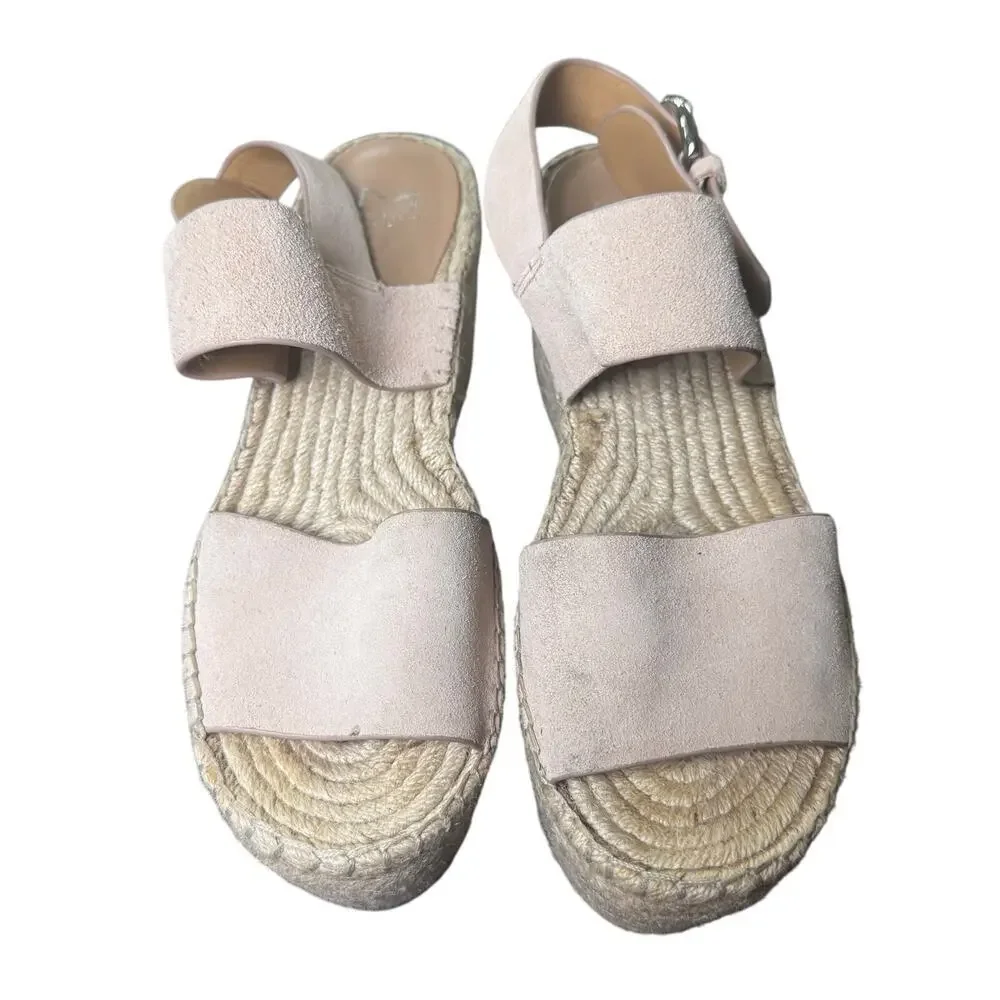 MARC Fisher Renni Pink Suede Leather Espadrille‎ Platform Wedge Sandals Sz 7.5